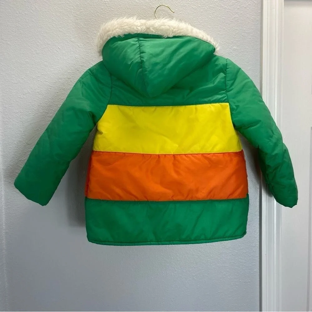 Vintage Kids Jacket Coat Unisex Montgomery Ward Green Yellow 80s